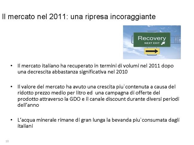 ZENITH INTERNATIONAL 2012 : IL MERCATO DELLE ACQUE CONFEZIONATE IN ITALIA Tavola 11