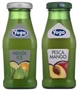 Bottigliette Succhi di Frutta Yoga gusti Mango e Pesca e Menta Ice