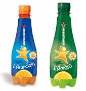 Nuovo design bottiglia confezione prêt-à-porter clavetta aranciata e aranciata amara sanpellegrino pet 33 cl