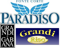Logo Acqua Minerale e Bibite Paradiso, Grandi & Gabana, Grandi Riso