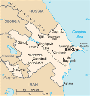 Mappa  Azerbaijan  repubblica ex sovietica