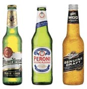 Birre Gruppo SabMiller  - Bottiglie pilsner urquell, peroni nastro azzurro e miller genuine draft