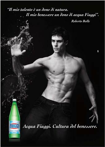 Pubblicità Ads Advertising Acqua Minerale Fiuggi Roberto Bolle Cultura del Benessere
