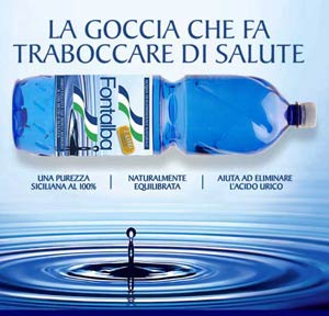 Bottiglia Acqua OligoMinerale Fontalba + Slogan e ripple goccia