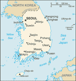 Mappa Corea sud Korea Map