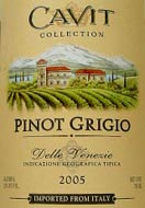 Etichetta Vino Cavit Pinot Grigio delle Venezie 2005