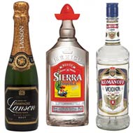 Marchi Alcolici vini e superalcolici grubbo biscaldi Bottiglie: vodka Romanoff - Tequila Sierra - champagne Lanson