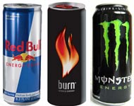 Lattine Famosi energy drinks Red Bull Burn Monster Energy