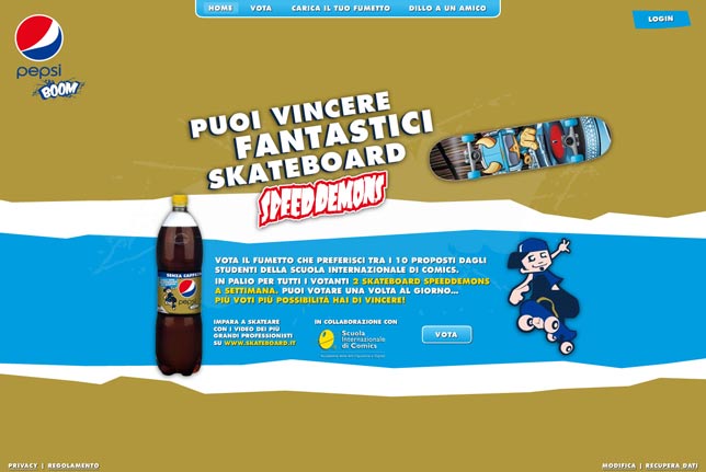 Homepage sito Pepsi Boom