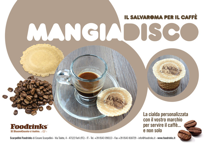 Mangia Disco Biscotto caffè logo personalizzato Wafer