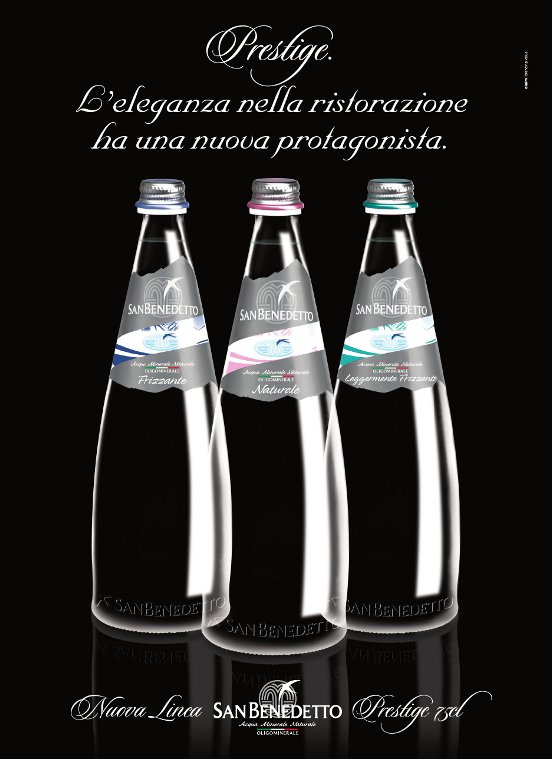 san benedetto bottiglia acqua minerale vetro prestige 75 cl design packaging
