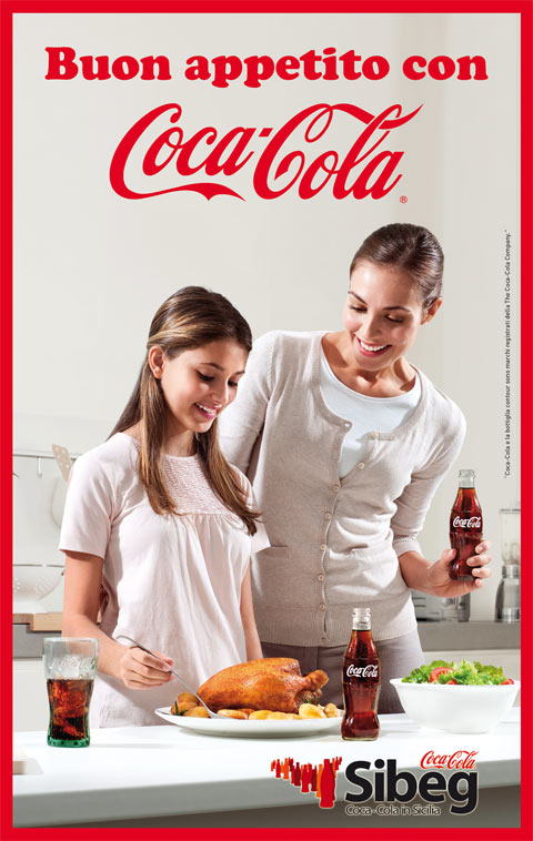 Buon appetito con Coca Cola Sibeg Sicilia Imbottigliatore Famiglia Mamma e Figlia Ragazza pubblicità pollo cucina ricetta
