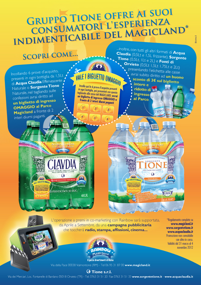 Acqua claudia e Acqua Tione magicland tagliando raccolta punti